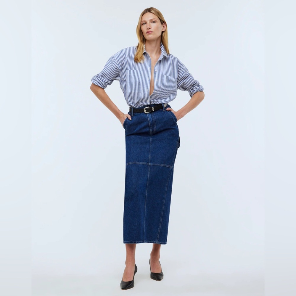 NWOT Madewell Denim Carpenter Maxi Skirt in Handlon Wash - Handlon Wash